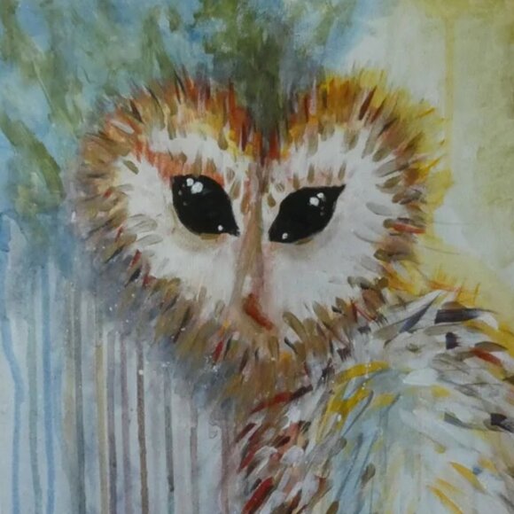 Acrylic Painting OWL in the Woods Impressionism Expressionism Original by Artist - Picture 4 of 9